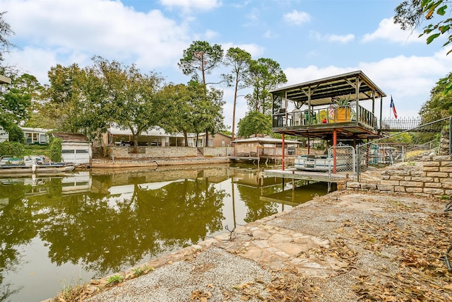 view of dock featuring a water view