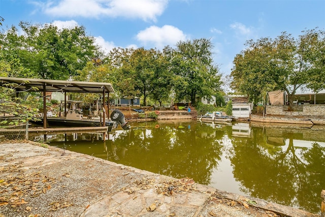 view of dock featuring a water view