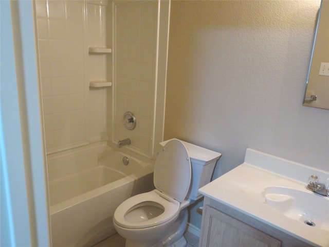 full bathroom featuring toilet, vanity, and shower / bath combination