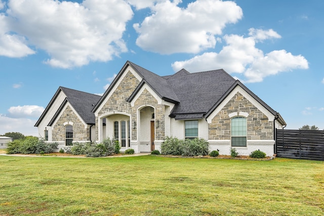 view of front of home with a front yard