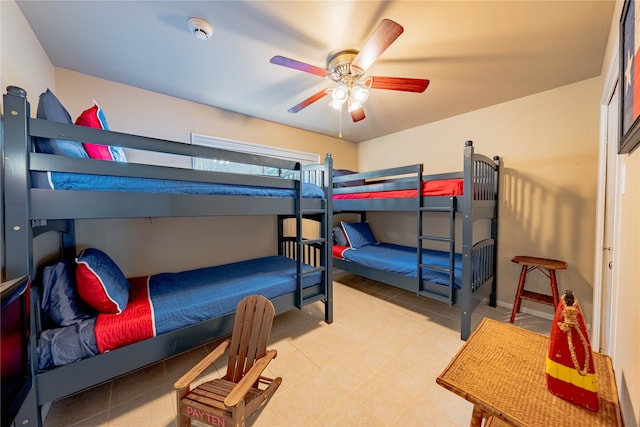 bedroom featuring ceiling fan