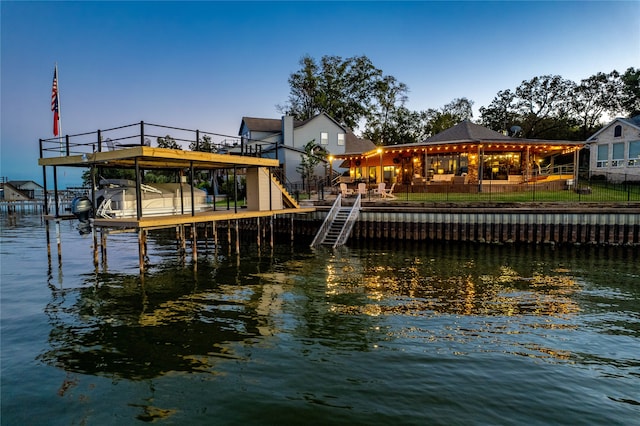 view of dock featuring a water view