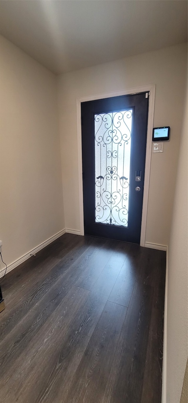 foyer entrance featuring dark hardwood / wood-style floors