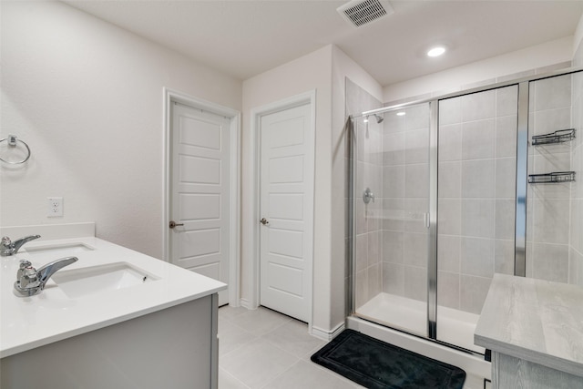 723 Cherish Day Dr, Lavon, TX 75166 - full bath featuring a shower stall, tile patterned floors, and double vanity
