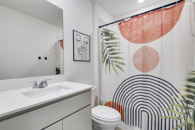 723 Cherish Day Dr, Lavon, TX 75166 - bathroom with toilet, vanity, and a shower with shower curtain