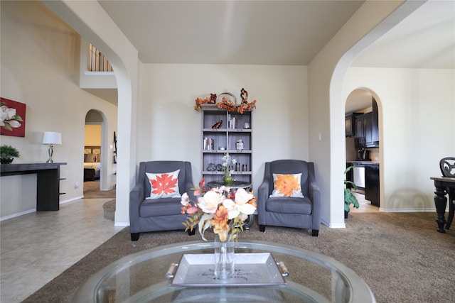 view of tiled living room