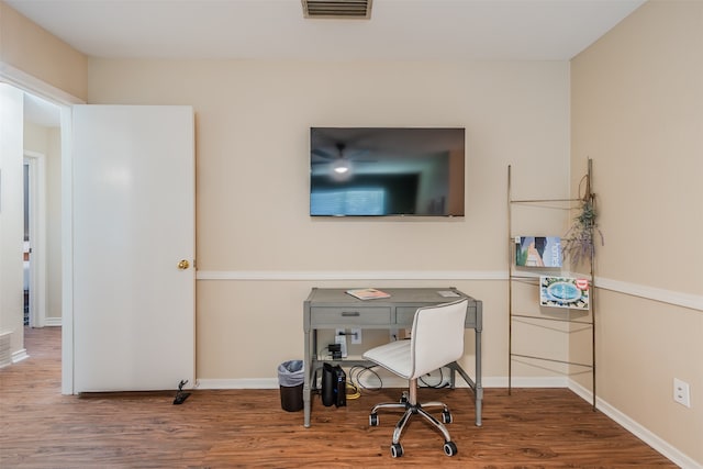 home office featuring hardwood / wood-style flooring