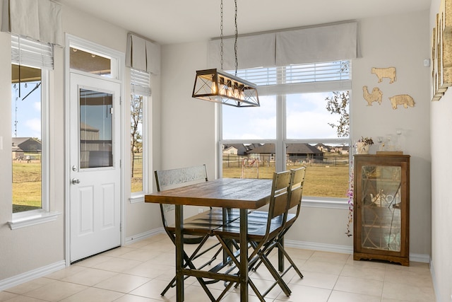 view of tiled dining room