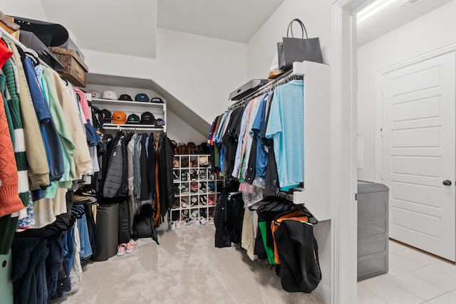 spacious closet with light carpet