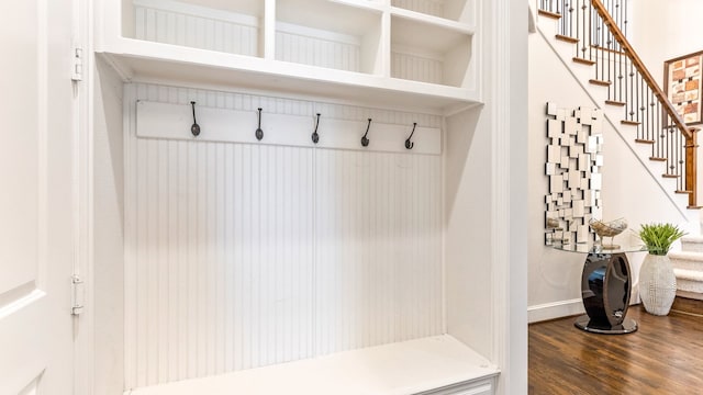 mudroom with hardwood / wood-style floors