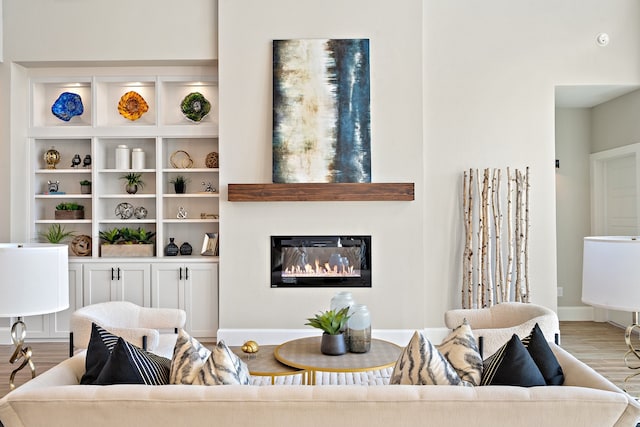 living room with light hardwood / wood-style floors