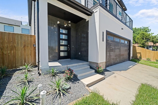 property entrance featuring a garage