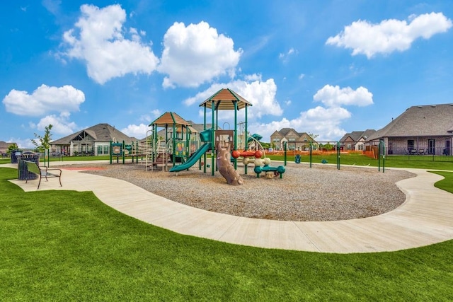 view of play area featuring a yard