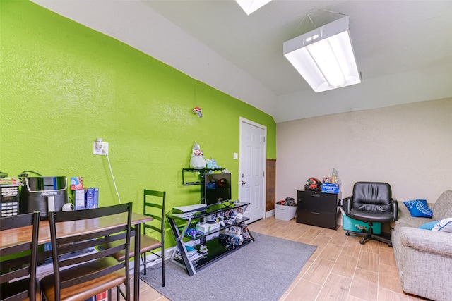 home office featuring hardwood / wood-style flooring