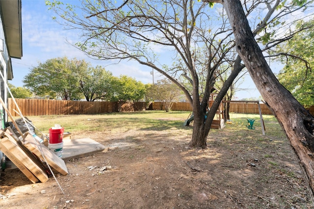 view of yard with a fenced backyard