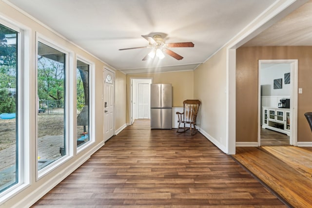 hall with dark hardwood / wood-style flooring