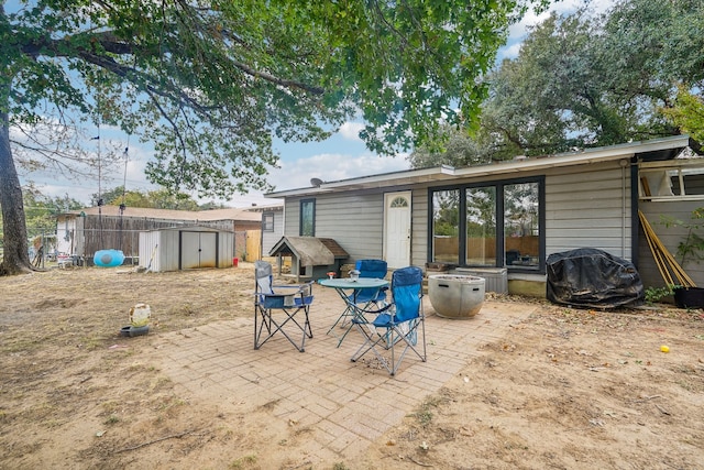 exterior space with a storage unit