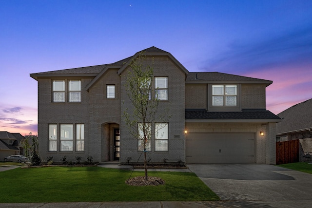 5501 Montex Rd, Denton, TX 76226 - view of front of home featuring brick siding, concrete driveway, a garage, and a shingled roof
