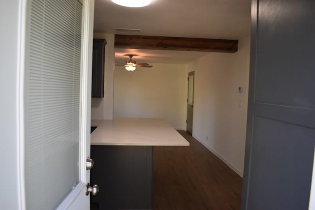 hall featuring dark wood-type flooring