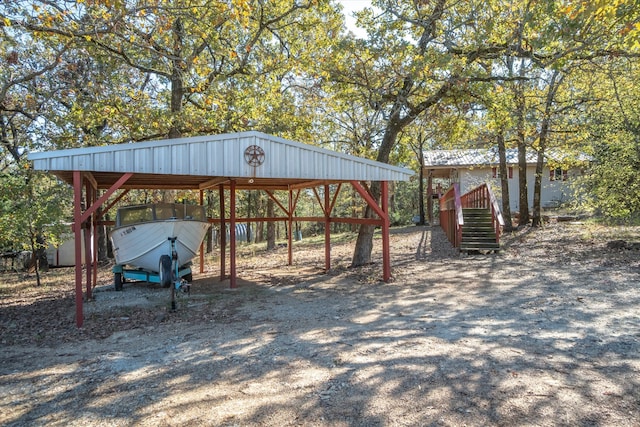 exterior space featuring a carport