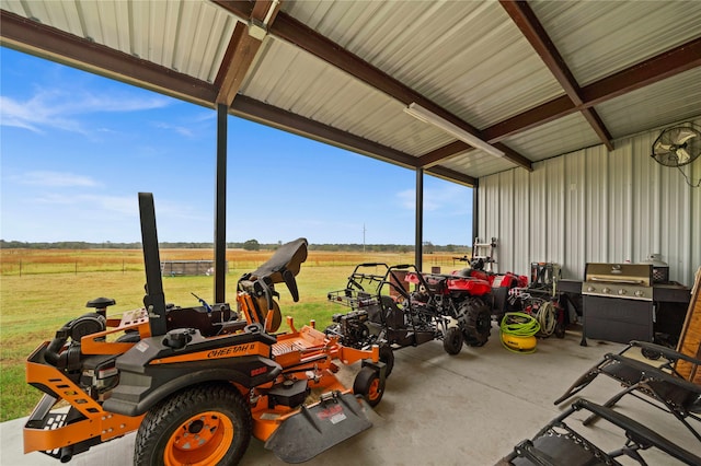 interior space featuring a rural view