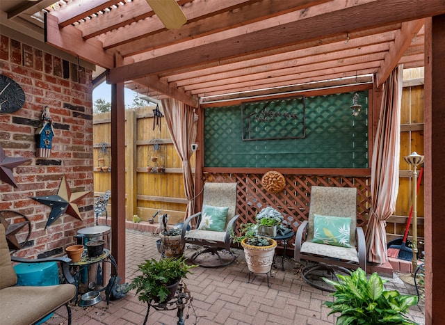 view of patio / terrace featuring a pergola