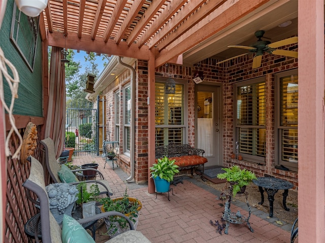 view of patio with ceiling fan