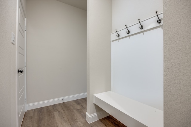 mudroom with hardwood / wood-style flooring