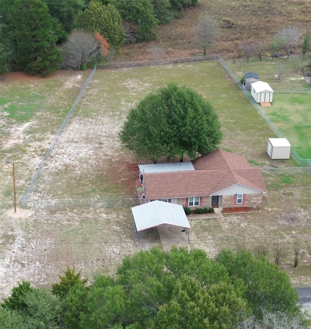 aerial view featuring a rural view