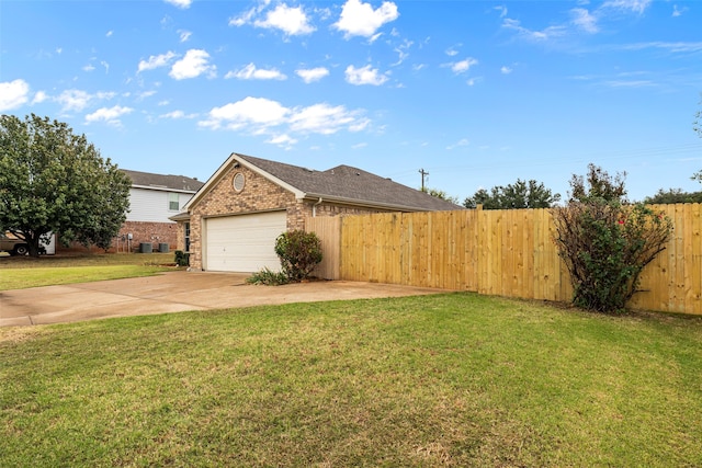 exterior space with a garage