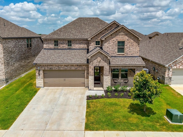 view of front of property with a front lawn