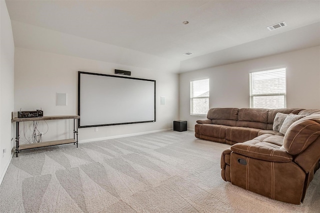 view of carpeted cinema room