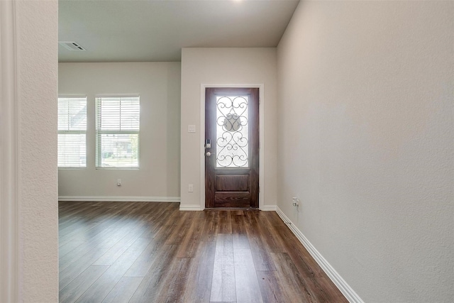 foyer entrance with dark wood-type flooring