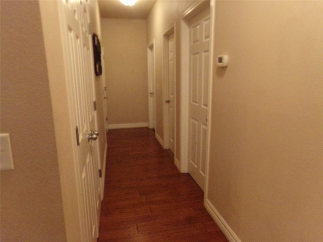 hall with dark hardwood / wood-style flooring