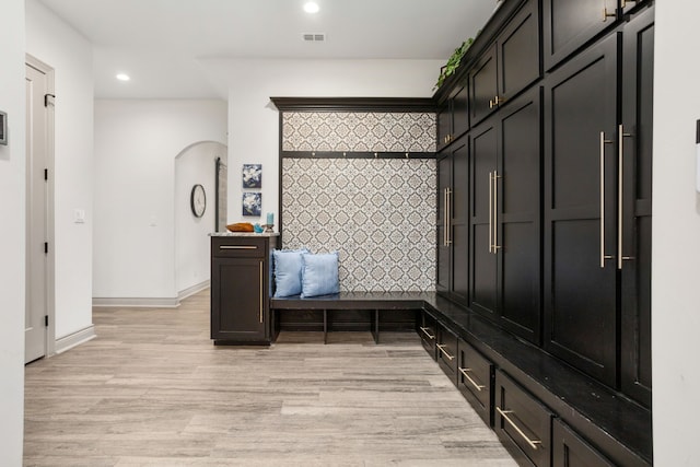 mudroom featuring light hardwood / wood-style floors