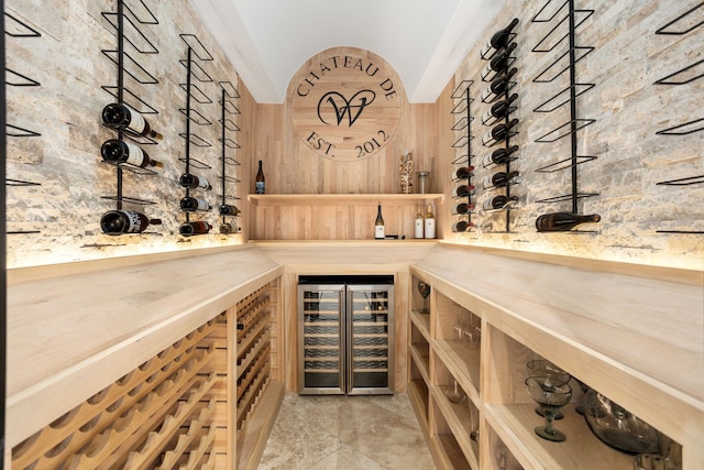 wine room with wine cooler