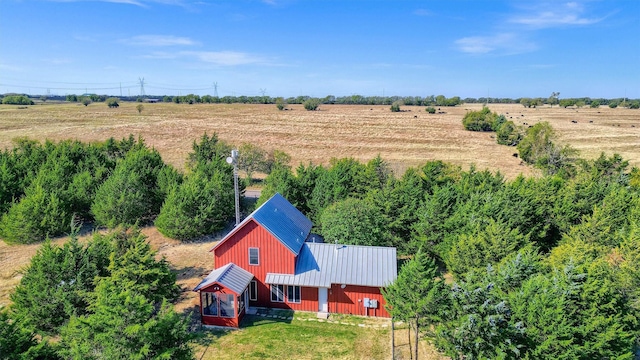 aerial view featuring a rural view