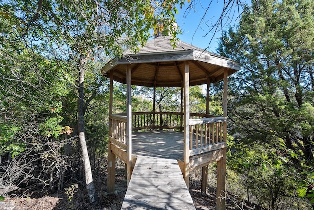 view of dock with a gazebo