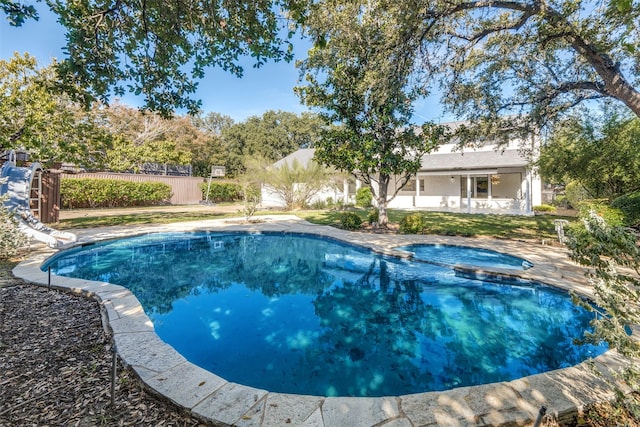 view of pool featuring a patio