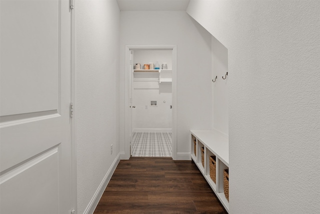 mudroom with dark hardwood / wood-style floors