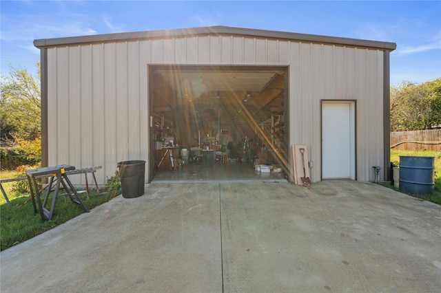 view of outdoor structure featuring a garage