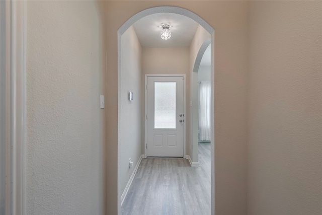 doorway featuring light hardwood / wood-style flooring