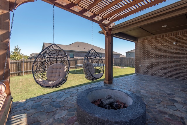 view of patio / terrace featuring a pergola