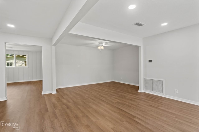 112 Pennsylvania Ave, Shreveport, LA 71105 - unfurnished room with wood finished floors, ceiling fan, baseboards, and visible vents