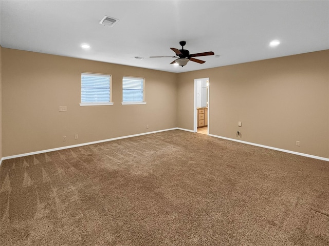 1062 Jp Cave Rd, Sherman, TX 75090 - empty room featuring a ceiling fan, carpet flooring, baseboards, and recessed lighting