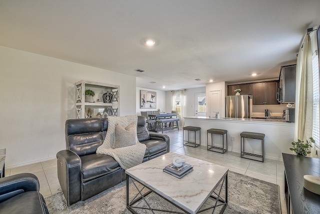 view of tiled living room