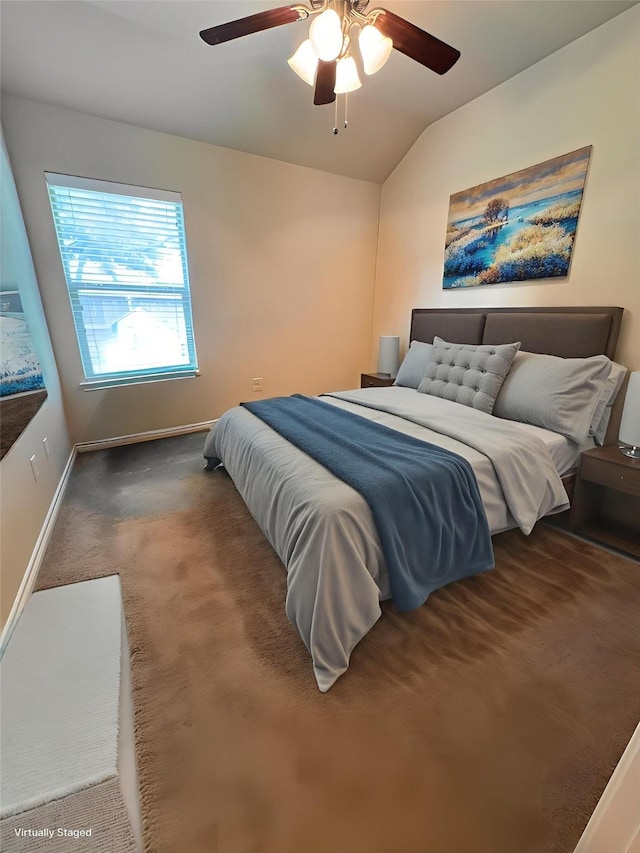 602 Tumbleweed Dr, Forney, TX 75126 - bedroom featuring lofted ceiling, carpet floors, and a ceiling fan