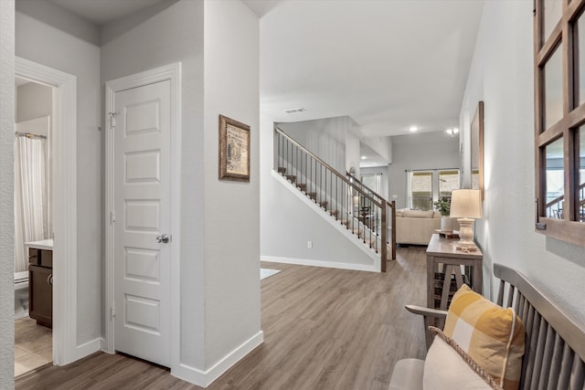 entrance foyer with wood-type flooring