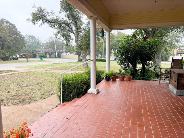 view of patio featuring a porch