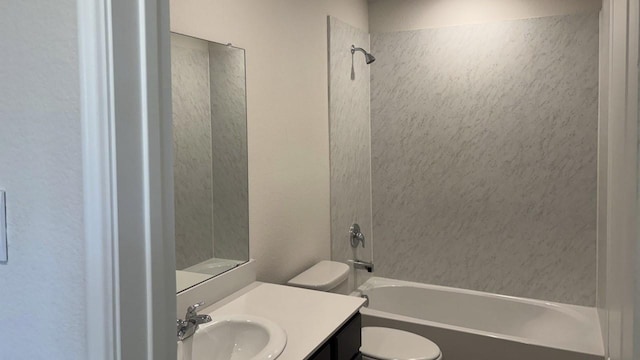 full bath with vanity, toilet, and shower / bathtub combination